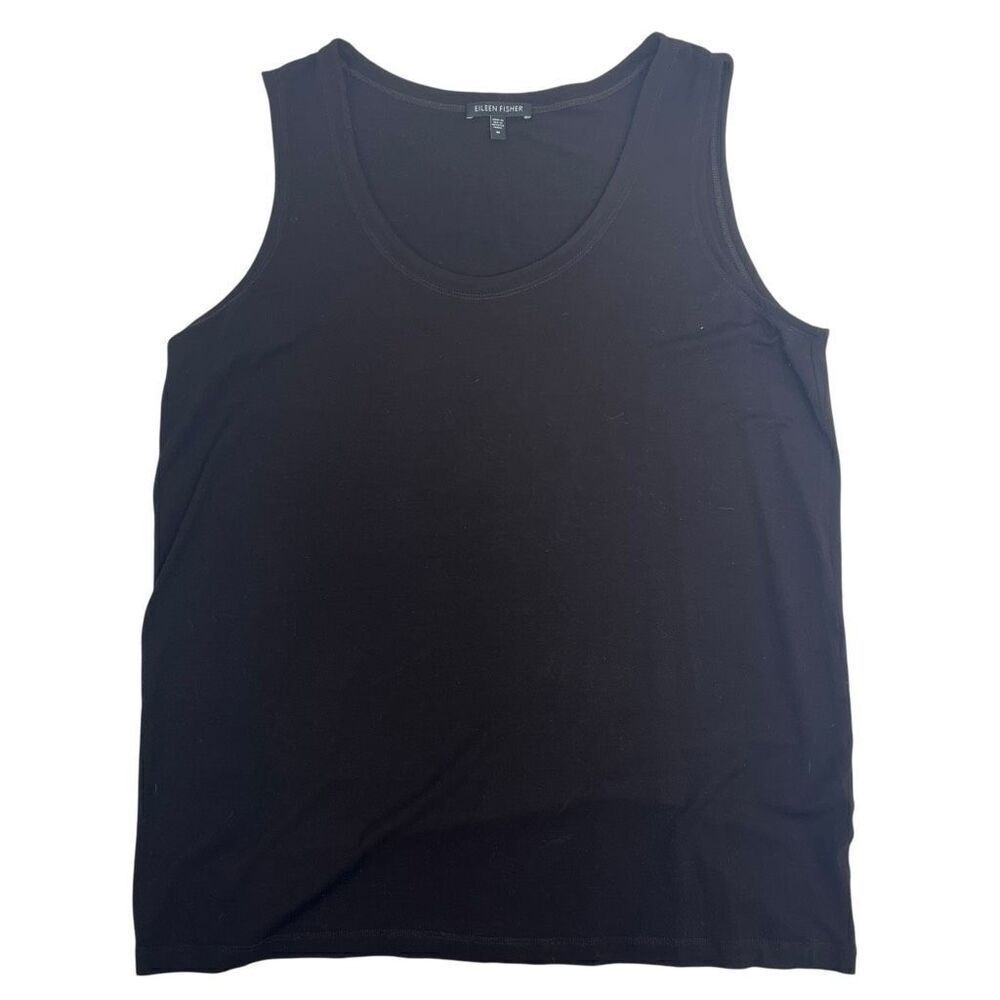 Eileen Fisher Womens Scoop Neck Rayon Jersey Tank Top Dark Brown Size Medium